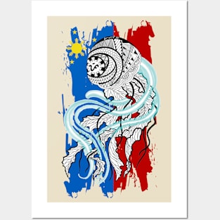 Tribal Art Jellyfish / Baybayin word Mahalaga (Precious / Valued) Posters and Art